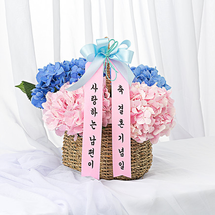 필리아 수국 꽃바구니